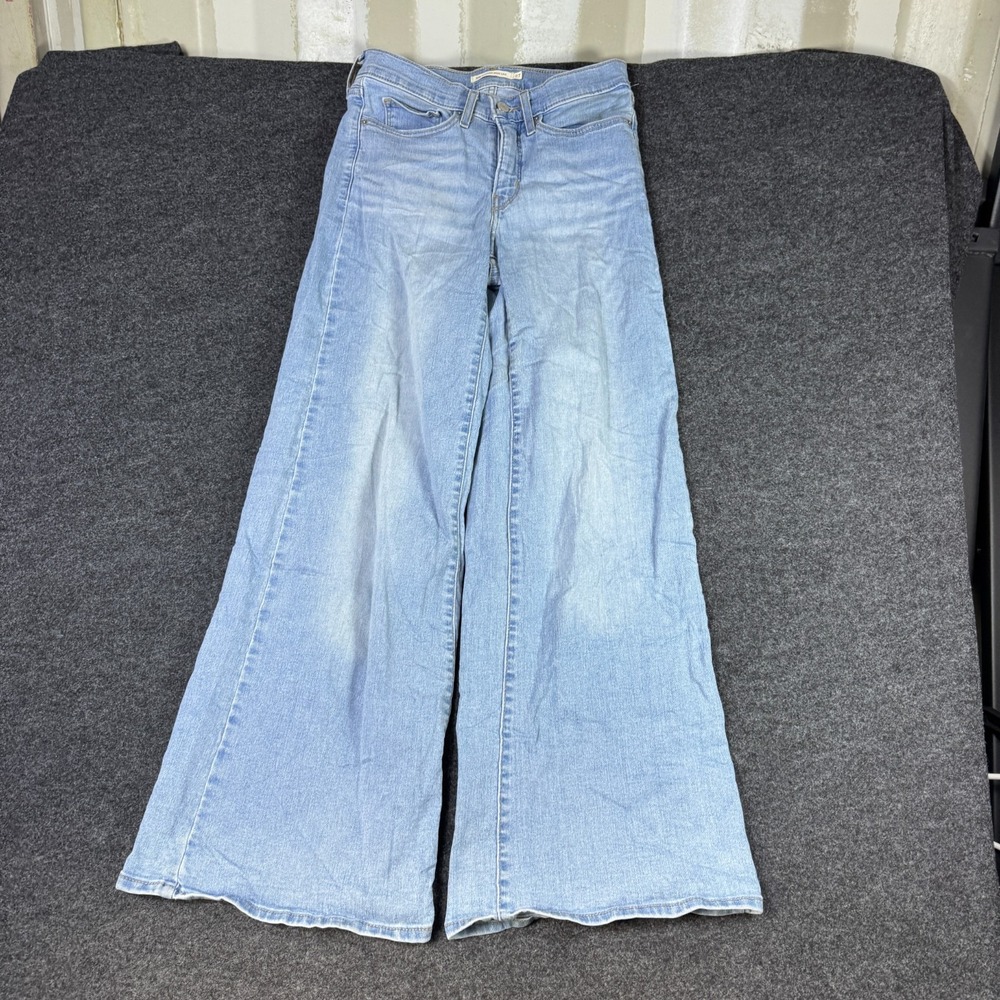 Levi's 318 Shaping Wide Leg Jeans Womens 27x30 Blue Denim Medium Wash 5 Pockets